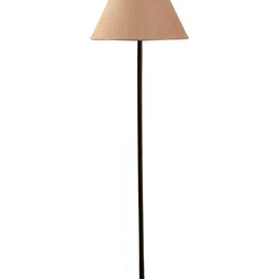 Devansh Beige & Black Wooden & Cotton Frustum Shaped Floor Lamp image 5