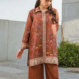Modestouze Attires Floral Printed Shirt Collar Tunic & Palazzos Co-Ords image 2