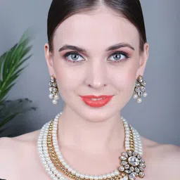 JN HANDICRAFT Copper-Plated Kundan Studded Necklace Set-picture-13