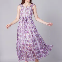 Moda Rapido Floral Print Chiffon Maxi Dress-image-48