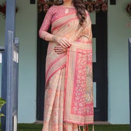 ALMAARI FASHION Ethnic Motifs Printed Pure Cotton Jamdani Saree-picture-33