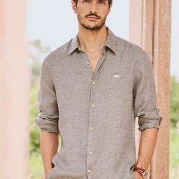 Andamen Men Casual Linen Woven Regular Fit Shirt-picture-34