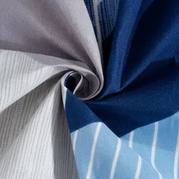 Aura Blue & White Geometric Printed 350 TC Single Bedsheet Set 2.15 m x 1.50 m image 4