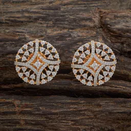 Kushal's Fashion Jewellery White Copper Rhodium Gold-Plated Zircon Stone Studded Studs-picture-51