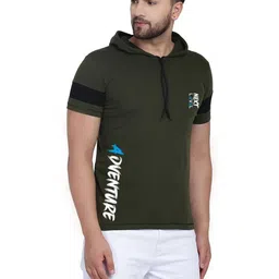 TEEFOX Men Typography Printed Hooded Cotton T-shirt image 5