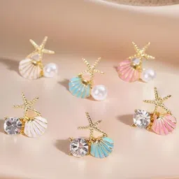 M55 Gold-Plated Pearls Star Shaped Studs-picture-25