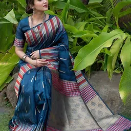 KAVINDI Woven Design Zari Pure Silk Banarasi Saree-picture-16