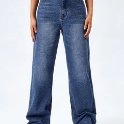 NU CLOTHS Women Jean Wide Leg High-Rise Light Fade Stretchable Jeans-picture-24