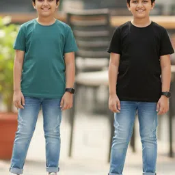 YK Boys Pack of 2 Pure Cotton Round Neck Half Sleeves T-shirt-picture-34