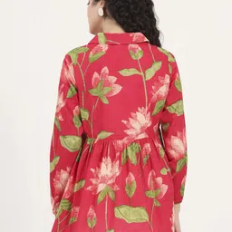 KALINI Floral Print Cotton Peplum Top image 4