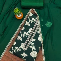 HERE&NOW Floral Banarasi Jacquard Woven Design Unstitched Dress Material-picture-26