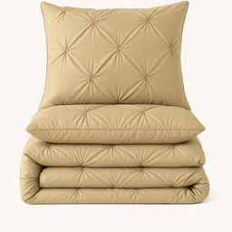 THE WHITE MOSS Beige Pleated AC Room Comforter & Pillow Covers image 4
