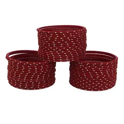 ZULKA Set of 48 Traditional Plain Metal with Polka Dots Bangles-picture-19