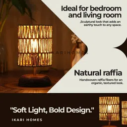 Ikari Homes Brown Textured Cylindrical Shaped Table Lamp image 3