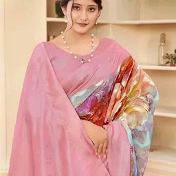 JIVORA Abstract Printed Zari Saree with Jacquard Detailing image 3