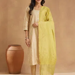 Fabindia Floral Embroidered Chikankari Dupatta-picture-42