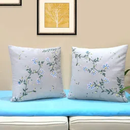 Mid July Home Off White & Blue Set of 2 Floral Velvet Square Cushion Covers-image-22
