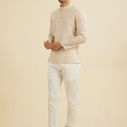 Manyavar Geometric Woven Design Mandarin Collar Short Kurta image 5