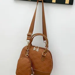 CORSICA PU Textured Handheld Bag With Quilted Detail With Detachable Sling Strap image 4