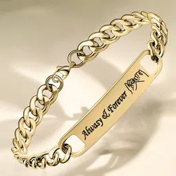 M Men Style Men Stainless Steel Gold-Plated Link Bracelet image 3
