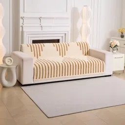 HOMETHREADS Brown Embroidered Sofa Cover image 4