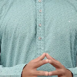 ALMORA Men Ethnic Motifs Embroidered Mirror Work Kurta image 2