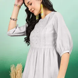 Sangria Embroidered Peplum Tops image 4