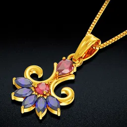 Joyalukkas 22KT Yellow Gold Floweret Gemstone Pendant-picture-23