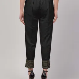 FLOREOS Women Textured Embroidered Comfort Easy Wash Trousers image 5