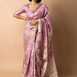 MIRCHI FASHION Floral Woven Design Saree With Blouse Piece-image-1