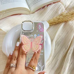 CASE CREATION Women iPhone 14 Pro Butterfly Resin Stand Bumper Case Mobile Accessories image 3