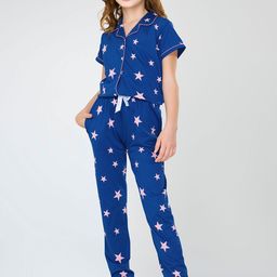 Zeyo Girls Pure Cotton Conversational Printed Lapel Collar Night suit-picture-41