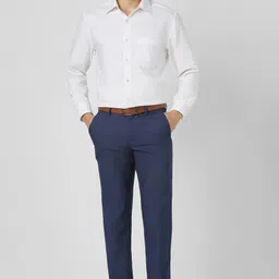 van heusen Men Slim Fit Dark Blue Polyester Trousers image 2