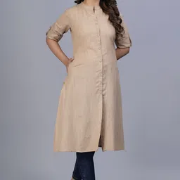 heartloom Women Solid Cotton Blend A-line Kurta image 3