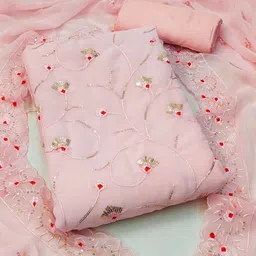 HERE&NOW Floral Embroidered Sequinned Unstitched Dress Material-picture-21