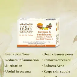 NATURE LEAGUE Set Of 3 Turmeric & Sandalwood Deep Cleansing Soap-100g Each image 4