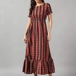 Femvy Women Ethnic Motifs Printed Fit & Flare Maxi Dress-picture-15