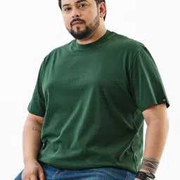 Snitch Men Plus Size Solid Round Neck Pure Cotton T-shirt-picture-18