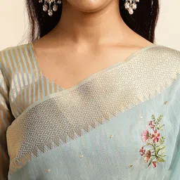 NEGRONI Floral Embroidered Zari Saree image 4