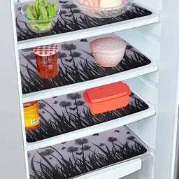 Kuber Industries 6-Pcs White & Black Printed Fridge Mat image 4