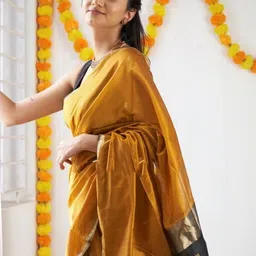 Parampara Ethnic Pure Silk Woven Design Zari Banarasi Saree With Blouse image 2