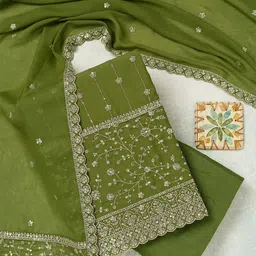 Koskii Floral Embroidered Sequinned Unstitched Dress Material-picture-27