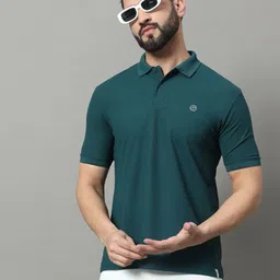 RENUOVO Men Solid Polo Collar Cotton Slim Fit T-shirt-image-83