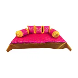 Pink Parrot 6-Pcs Pink & Orange-Coloured Woven Designed DiwanSet-image-9