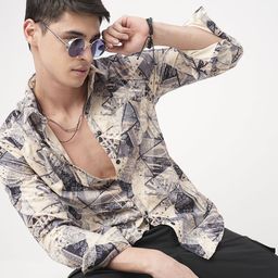vastrado Men Slim Fit Self Design Cut Away Collar Casual Shirt-picture-40