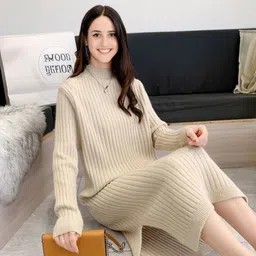 StyleCast Striped Woollen A-Line Dress-image-54