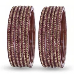 Shasmi Brown Glass Artificial Stones Bangle image 3