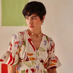 Sage by Mala Women Print Puff Sleeve Fit & Flare Maxi Ivara Dress image 5