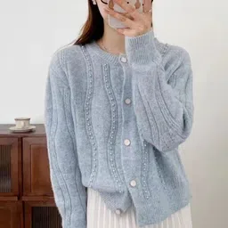 StyleCast Women Self Design Front-Open Sweaters-picture-1