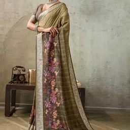 TIRA Women Floral printed Zari Bagh Saree image 5
